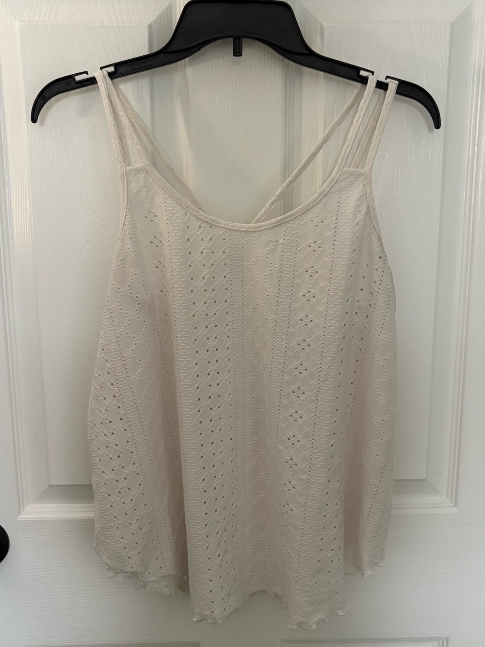 Women’s Cream Eyelet Spaghetti Strap Tank Top